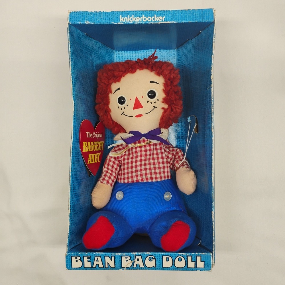 NOS Vintage 1972 Knickerbocker Original Raggedy Andy Bean Bag Doll Original‎ Box